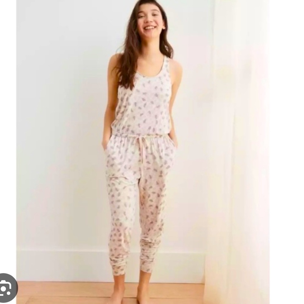 Aerie Cream and Pink Jumpsuit